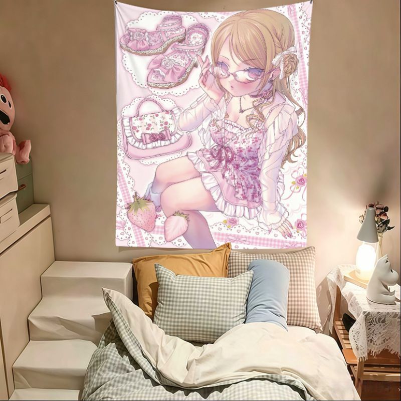 VIKAMA Pink Anime Girl Tapestr - Anime Cosplay Girl Photo ulasan dan harga