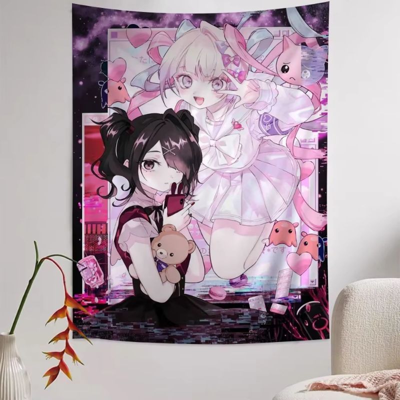 VIKAMA Pink Anime Girl Tapestr - Anime Cosplay Girl Photo ulasan dan harga