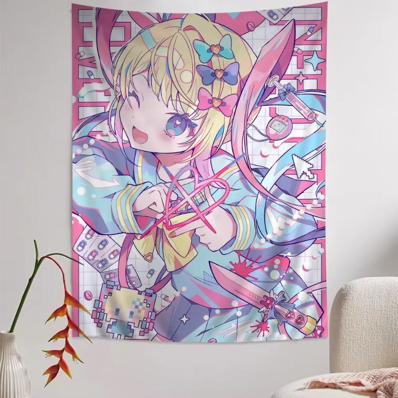 VIKAMA Pink Anime Girl Tapestr - Anime Cosplay Girl Photo ulasan dan harga