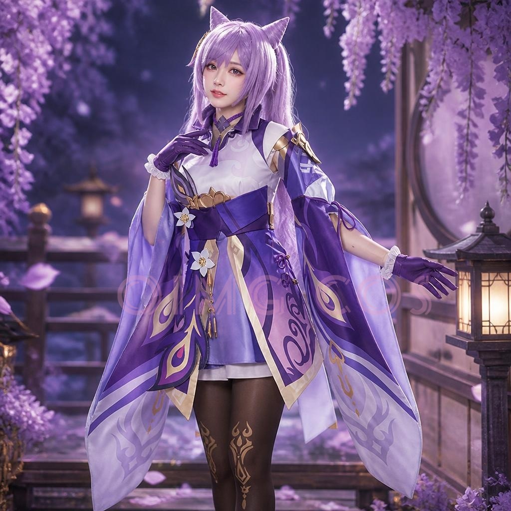 Genshin Impact Keqing Cosplay  - Anime Cosplay Jumpsuit ulasan dan harga