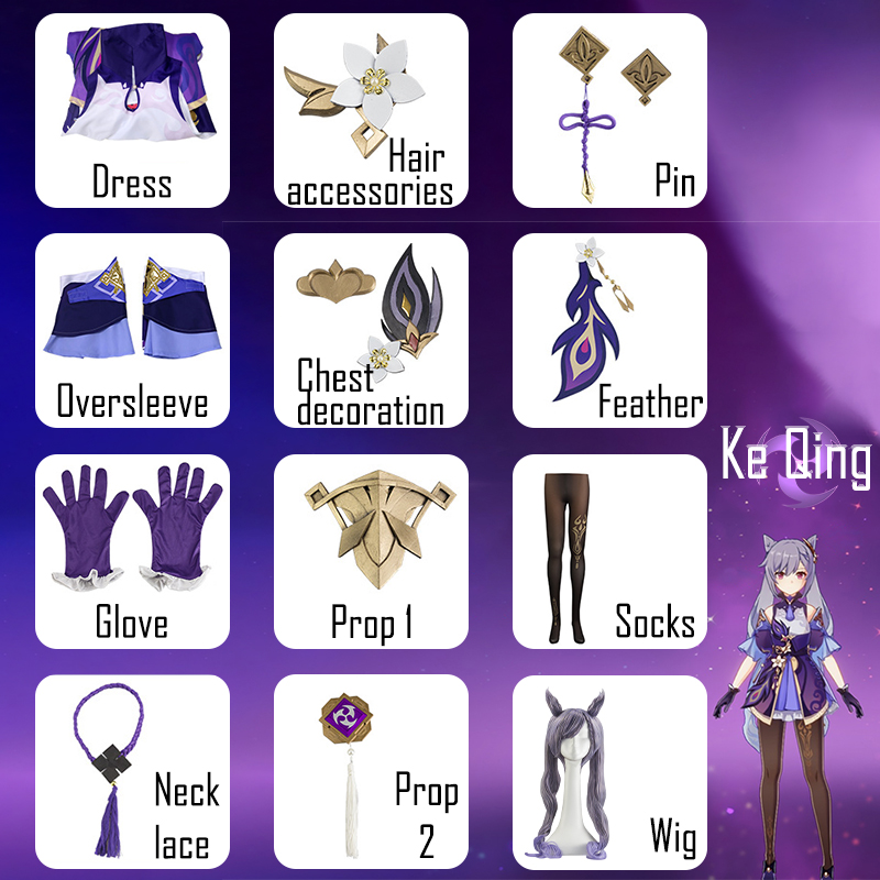 Genshin Impact Keqing Cosplay  - Anime Cosplay Jumpsuit ulasan dan harga