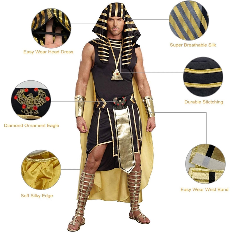 Men Egyptian Costume Set 7 Pcs - Egypt Cosplay Anime ulasan dan harga