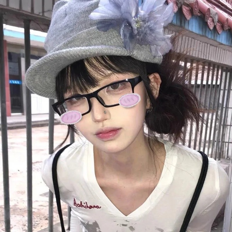 Cute Blush Glasses Anime Style - Anime Cosplay Girl Photo ulasan dan harga